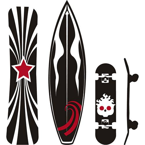 Assistência Técnica, SAC e Garantia do produto Adesivo de Parede Skate Radical Stixx Adesivos Criativos Preto/Vermelho (119,1x130,4cm)
