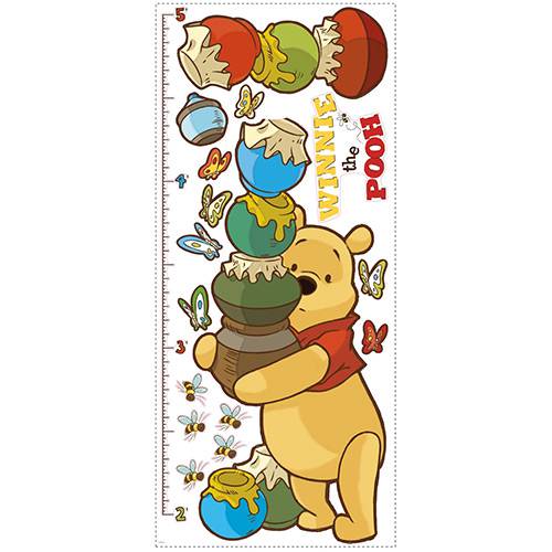 Assistência Técnica, SAC e Garantia do produto Adesivo de Parede Winnie The Pooh Pooh Peel & Stick Growth Chart Roommates Amarelo/Vermelho/Azul/Verde (101,6x45,7cm)