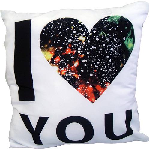 Assistência Técnica, SAC e Garantia do produto Almofada I Love You Branco Poliéster (42x42cm) - Uniart