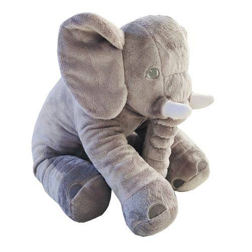 Assistência Técnica, SAC e Garantia do produto Almofada Travesseiro Elefante de Pelúcia para Bebê Dormir Cinza 60cm - LuckBaby