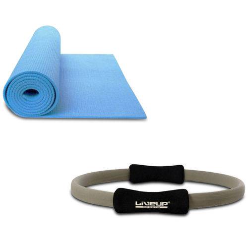 Assistência Técnica, SAC e Garantia do produto Kit Anel de Pilates Plus Toning Ring LS3167B Cinza + Colchonete de Yoga Azul LiveUp LS3231B