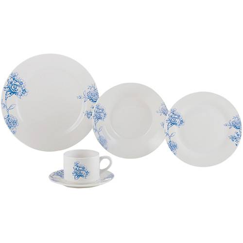 Assistência Técnica, SAC e Garantia do produto Aparelho de Jantar 20 Peças Porcelana Blue Flowers Branco - Lyor