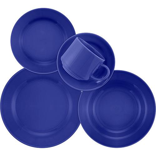 Assistência Técnica, SAC e Garantia do produto Aparelho de Jantar e Chá 20 Peças Cerâmica Donna Azul - Biona