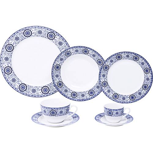 Assistência Técnica, SAC e Garantia do produto Aparelho de Jantar Sintra 42 Peças Porcelana Azul - Lyor