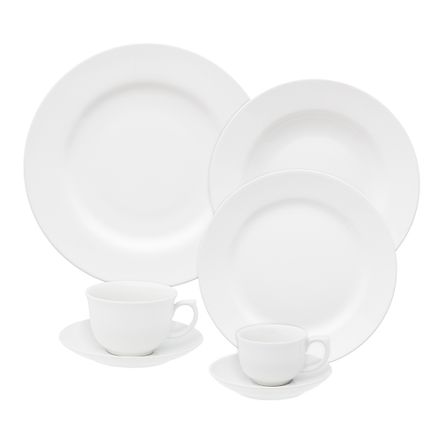 Assistência Técnica, SAC e Garantia do produto Aparelho Jantar/Chá/Cafezinho 42 Pcs - Branco - Flamingo