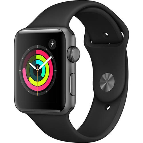 Assistência Técnica, SAC e Garantia do produto Apple Watch Series 3 GPS com Pulseira Esportiva Cinza e Preto - 42 Mm