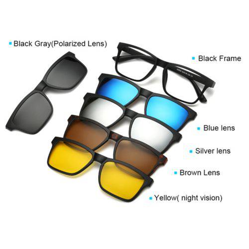 Assistência Técnica, SAC e Garantia do produto Armação de Óculos com Lente Transparente + 5 Lentes Clip On de Sol
