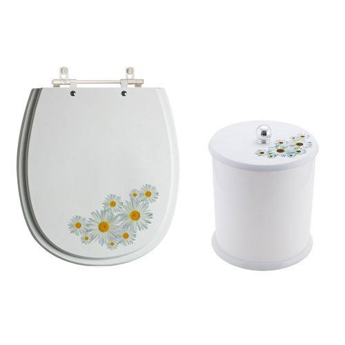 Assistência Técnica, SAC e Garantia do produto Assento Sanitário Convencional Oval e Lixeira Decorados Flores Margaridas