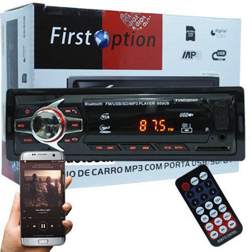 Assistência Técnica, SAC e Garantia do produto Auto Rádio Som Mp3 Player Automotivo Carro Bluetooth First Option 6680BSC Fm Sd USB Controle