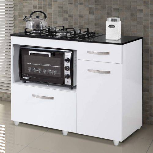 Assistência Técnica, SAC e Garantia do produto Balcão de Cozinha para Cooktop 2 Portas Violeta Kaiki Móveis Branco