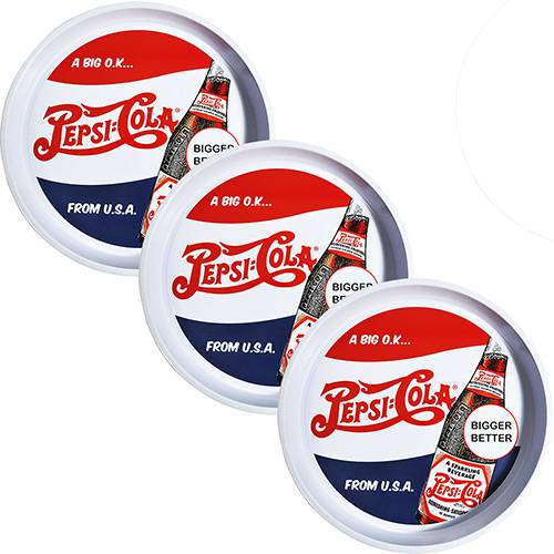 Assistência Técnica, SAC e Garantia do produto Bandeja de Metal Colorido de Lata Rótulo 3 Peças - Pepsi