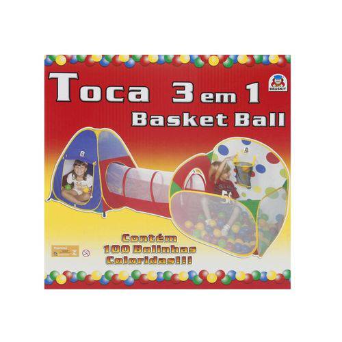 Assistência Técnica, SAC e Garantia do produto Barraca Toca 3 em 1 Infantil Túnel Basket Ball com 100 Bolinhas Braskit 460-6