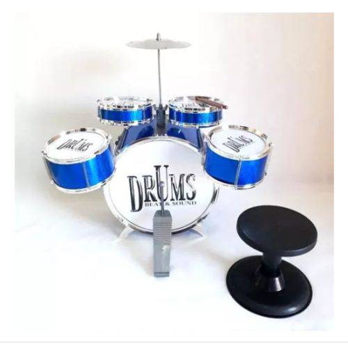 Assistência Técnica, SAC e Garantia do produto Bateria Infantil 4 Tambores 1 Bumbo 1 Prato Jazz Drum Azul