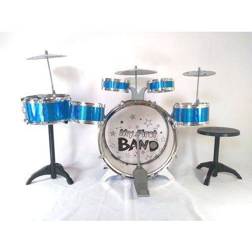 Assistência Técnica, SAC e Garantia do produto Bateria Infantil Jazz Drum Grande 5 Tambores 1 Bumbo 3 Pratos - Azul
