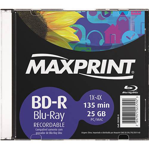 Assistência Técnica, SAC e Garantia do produto BD-­R Slim Maxprint 25GB/135min 2x