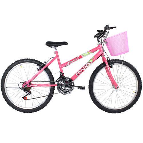 Assistência Técnica, SAC e Garantia do produto Bicicleta Feminina Aro 24 Mountain Bike com Cesta - Rosa