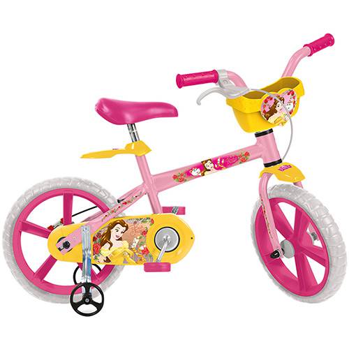 Assistência Técnica, SAC e Garantia do produto Bicicleta Infantil Bandeirante Bela Princesas Disney Aro 14" - Rosa/Amarela