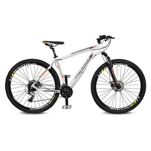 Assistência Técnica, SAC e Garantia do produto Bicicleta Kyklos Aro 29 Endurance 9.7 24V Freio a Disco com Suspensão A-36 Branco/Laranja