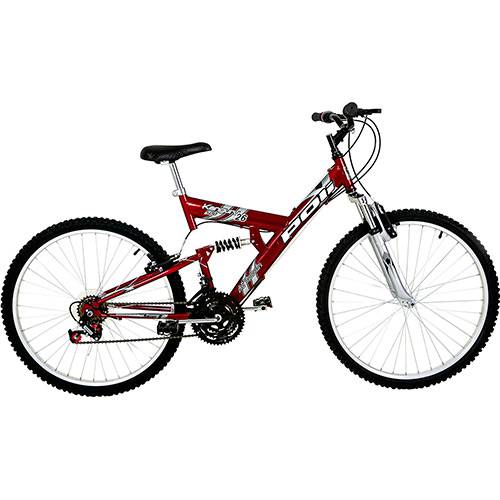 Assistência Técnica, SAC e Garantia do produto Bicicleta Polimet Kanguru Aro 26 18 Marchas Full Suspension - Vermelha