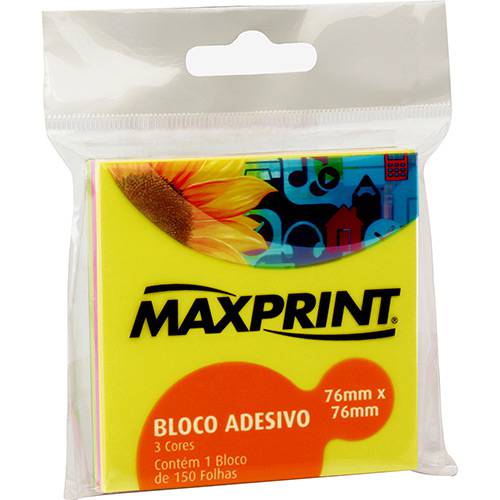 Assistência Técnica, SAC e Garantia do produto Bloco Adesivo Maxprint Médio Neon 3 Cores: Amarelo/ Verde / Rosa (76x76mm) - 150 Folhas