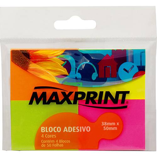 Assistência Técnica, SAC e Garantia do produto Bloco Adesivo Maxprint Pequeno (4 Blocos - 38x50mm) - Amarelo/ Verde / Rosa/ Laranja