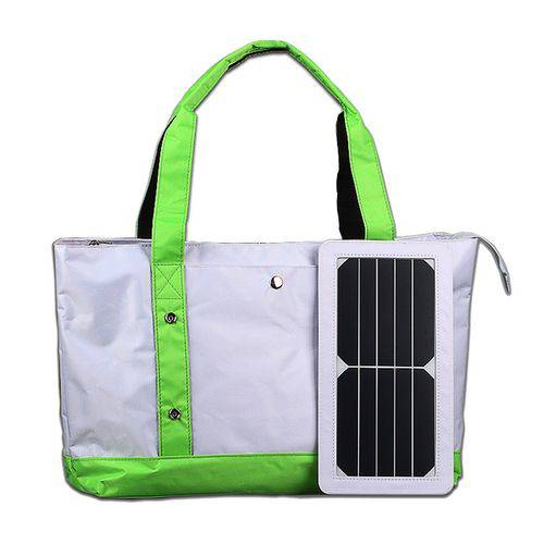 Assistência Técnica, SAC e Garantia do produto Bolsa Solar - Modelo Praia Cor Branca com Alça Verde - Modelo 3 em 1: Bolsa, Placa Solar e Bateria