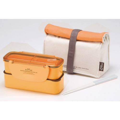 Assistência Técnica, SAC e Garantia do produto Bolsa Térmica EcoLife Laranja com 2 Potes Plásticos Herméticos, HPL740 o - Lock & Lock