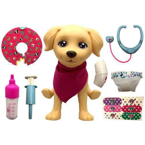 Assistência Técnica, SAC e Garantia do produto Boneco Grande Pet Cachorro Labrador da Barbie - Conjunto Quero Ser Médica Veterinária de Cachorrinhos - com Acessórios da Profissão e de Cuidados Mamadeira Mágica e Fraldinha - Pupee