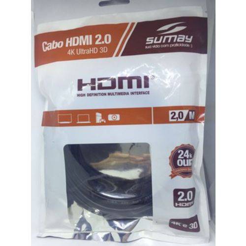 Assistência Técnica, SAC e Garantia do produto Cabo Hdm20 Hdmi Sumay 2.0 2 Mts 4k UltraHD 3D
