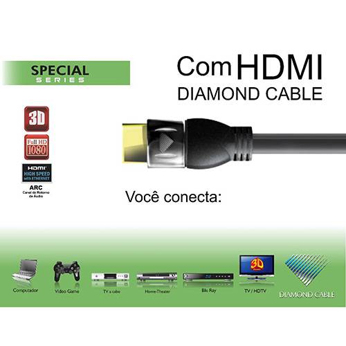 Assistência Técnica, SAC e Garantia do produto Cabo HDMI High Speed 1.4 C/ Ethernet Special 5 Metros - Diamond Cable