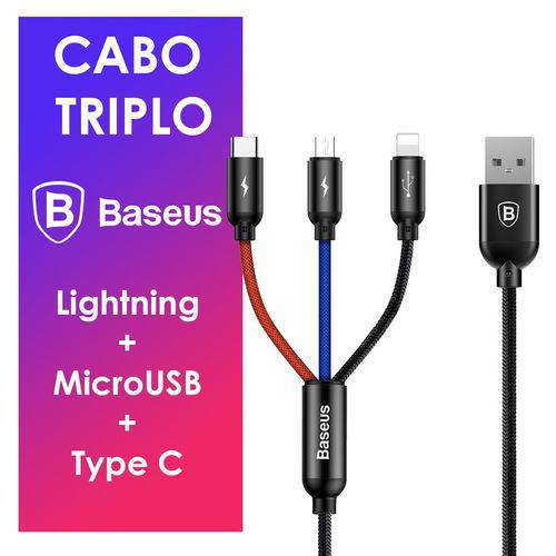 Assistência Técnica, SAC e Garantia do produto Cabo Triplo Microusb Typec Iphone Original Baseus