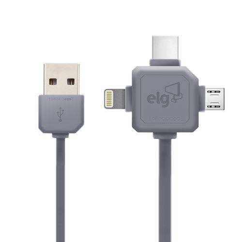 Assistência Técnica, SAC e Garantia do produto Cabo USB Flat Micro Mini Lightning 3 em 1 Cinza ELG PW31C