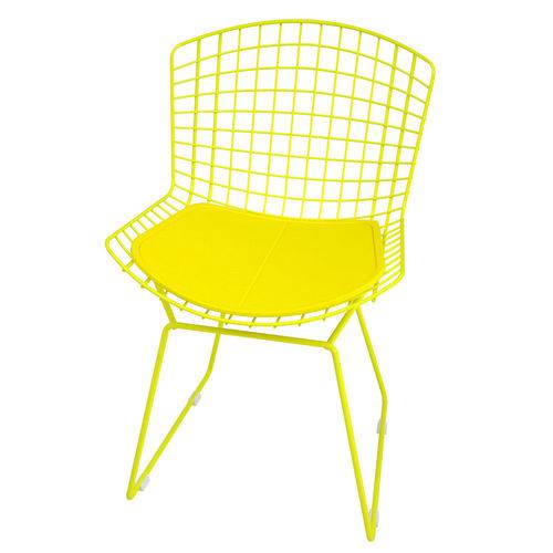 Assistência Técnica, SAC e Garantia do produto Cadeira Bertóia em Aço na Cor Amarela e Almofada Amarela