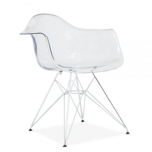 Assistência Técnica, SAC e Garantia do produto Cadeira Charles Eames Eiffel em Policarbonato Transparente Incolor com Braços e Base em Metal