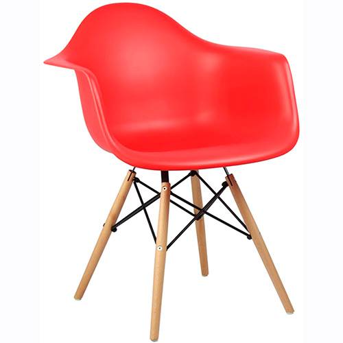 Assistência Técnica, SAC e Garantia do produto Cadeira Design Eiffel Eames com Braço Pw-082 Base Madeira/ABS Vermelho - Pelegrin