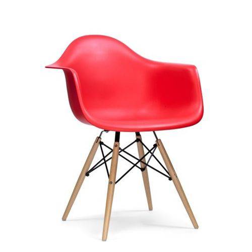 Assistência Técnica, SAC e Garantia do produto Cadeira DKR DAW Eames com Braços Eiffel Wood Base Madeira - Vermelha