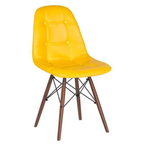 Assistência Técnica, SAC e Garantia do produto Cadeira Estofada Eames Botonê - Eiffel - Amarelo - Madeira Escura