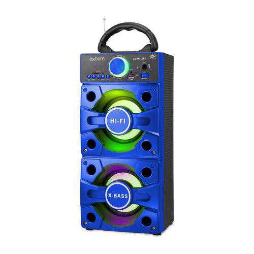 Assistência Técnica, SAC e Garantia do produto Caixa Bluetooth 12Watts Super Bass com Visor SD/USB/FM com Dois Entrada para Microfone- Cs-m245 - Exbom - Azul