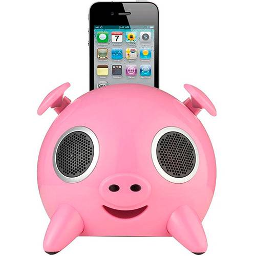 Assistência Técnica, SAC e Garantia do produto Caixa de Som Portátil Docking Ispeaker Pig com Conector Apple (Iphone4/4S/Ipod) Entrada Auxiliar P2 23W Bivolt 60Hz Rosa - Ello