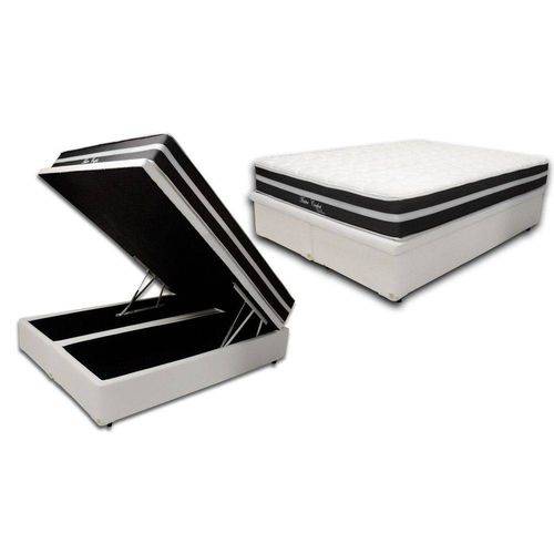 Assistência Técnica, SAC e Garantia do produto Cama Box Baú Bipartido Premium Casal Corino Branco + Colchão de Molas Master Confort Black 1,38x1,88