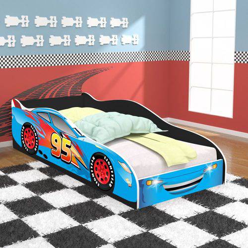 Assistência Técnica, SAC e Garantia do produto Cama Infantil / Mini Cama Carros 95 com Colchão 150x70cm - Azul / Preto - Rpm Móveis