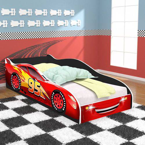 Assistência Técnica, SAC e Garantia do produto Cama Infantil / Mini Cama Carros 95 com Colchão 150x70cm - Vermelho / Preto - Rpm Móveis