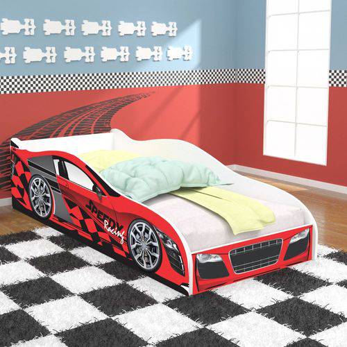 Assistência Técnica, SAC e Garantia do produto Cama Solteiro / Cama Carros Speedy Racing New 188x88 Cm - Vermelha/branco - Rpm Móveis