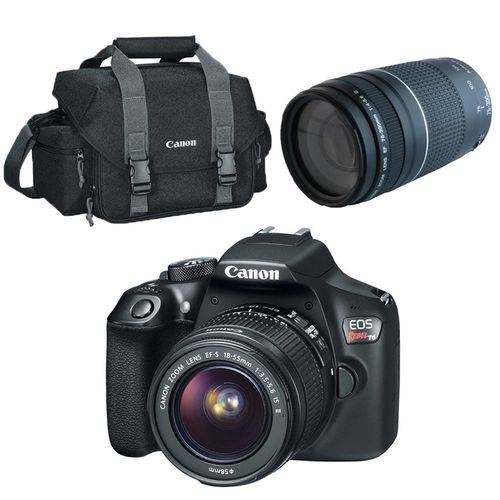 Assistência Técnica, SAC e Garantia do produto Câmera Digital T6 18mp EOS 18-55mm + Lente Profissional EF75-300 F4-5.6III e Bolsa | Canon