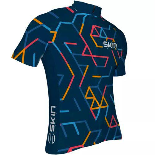 Assistência Técnica, SAC e Garantia do produto Camisa Ciclismo Masculina Skin Azul/Laranja/Vermelho M
