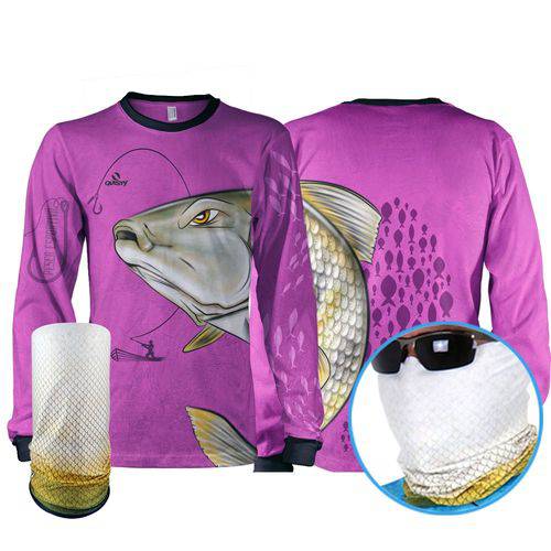 Assistência Técnica, SAC e Garantia do produto Camisa Pesca Esportiva Quisty Piapara a Lutadora das Águas + Máscara de Proteção 50 UV M - Camiseta de Pesca Quisty