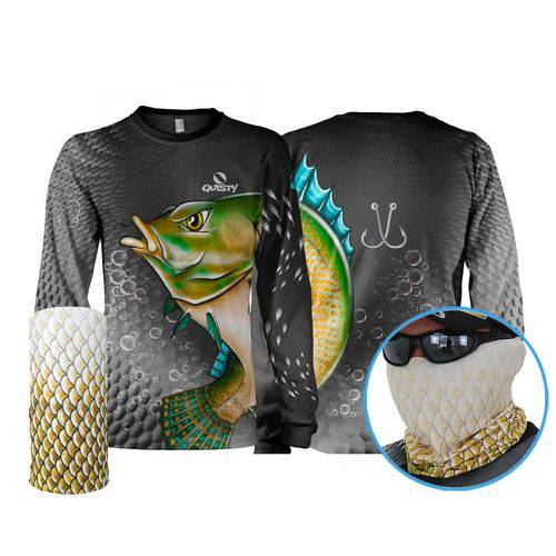 Assistência Técnica, SAC e Garantia do produto Camisa Pesca Esportiva Quisty Tilápia Bocuda + Máscara de Proteção 50 UV - Camiseta de Pesca Quisty P