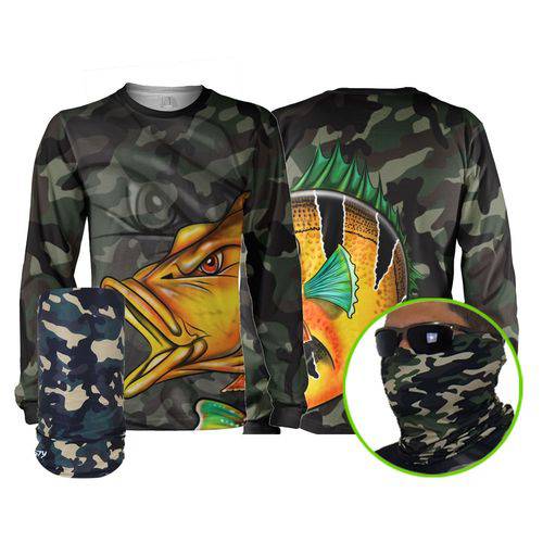 Assistência Técnica, SAC e Garantia do produto Camisa Pesca Esportiva Quisty Tucunaré Nervoso Camuflado + Máscara de Proteção 50 UV