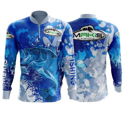 Assistência Técnica, SAC e Garantia do produto Camiseta de Pesca com Proteção Solar Makis Fishing Tucunaré Azul - LANÇAMENTO