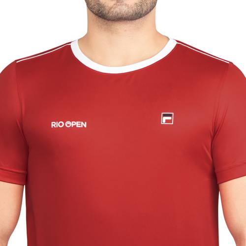 Assistência Técnica, SAC e Garantia do produto Camiseta Fila Aztec Vermelha e Branca Edição Exclusiva Rio Open Branco / Vermelho P